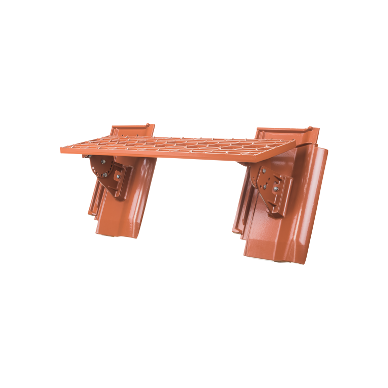 Het lange rooster incl. robuuste aluminium draagpan biedt een vakkundige en functionele oplossing om veilig en comfortabel op hellende daken te staan.