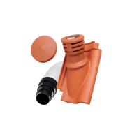De keramische dakdoorvoer Z5 beschermt ventilatieleidingen, die door het dak omhoog lopen, tegen inregenen.