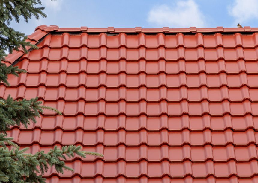 FD-dakpan J11v in de matte glazuur tuscanerood mat op een mooi klinkerhuis met zicht op de coverfoto en vorst F6v