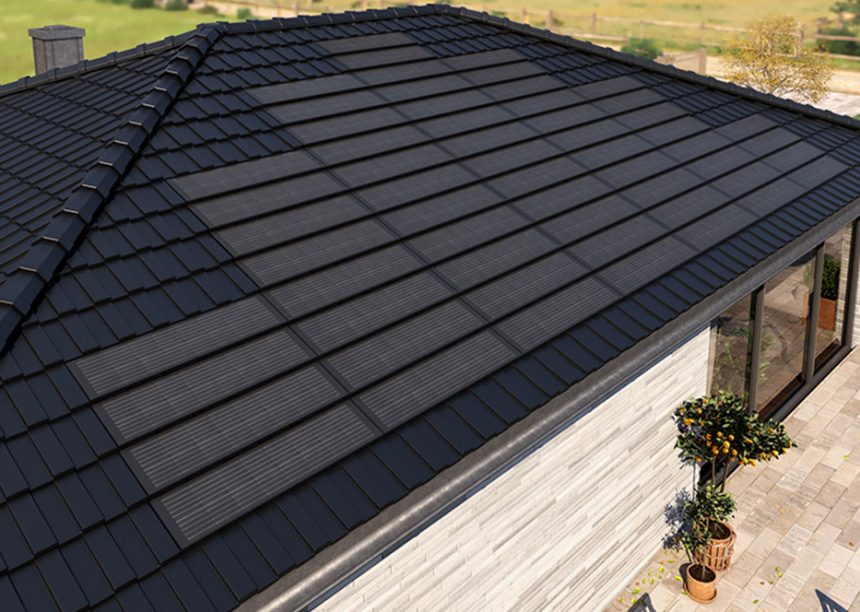 Schilddak met effectieve PV-oplossing: J160-PV Geïntegreerde Solarmodule oplossing met zicht op de nok.
