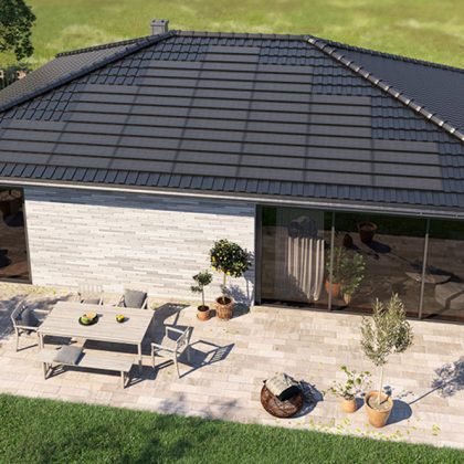 Schilddak met effectieve PV-oplossing: J160-PV Geïntegreerde Solarmodule oplossing. Hier in het totaaloverzicht.